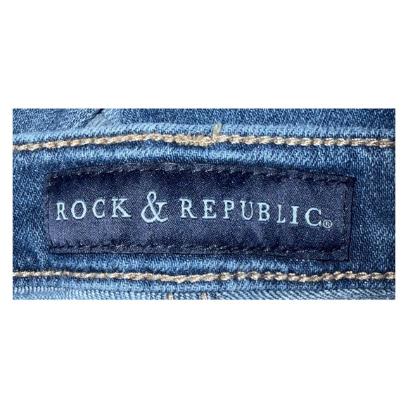 Rock & Republic Distressed Skinny Jeans – Star Embroidery - Medium Wash - Size 2 - Picture 3 of 7